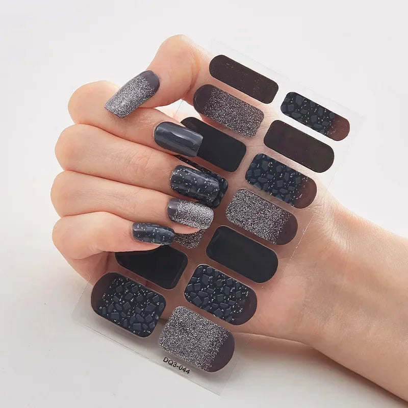 Autocollants D’Art Des Ongles 3D Pour Des Ongles Festifs Faciles — Noir Argent Foncé, photo 6