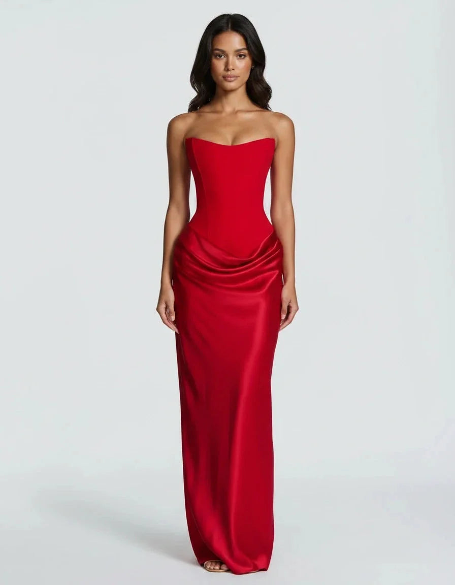 Vespera — La Robe En Satin à Lacets Corset — Rouge, photo 16